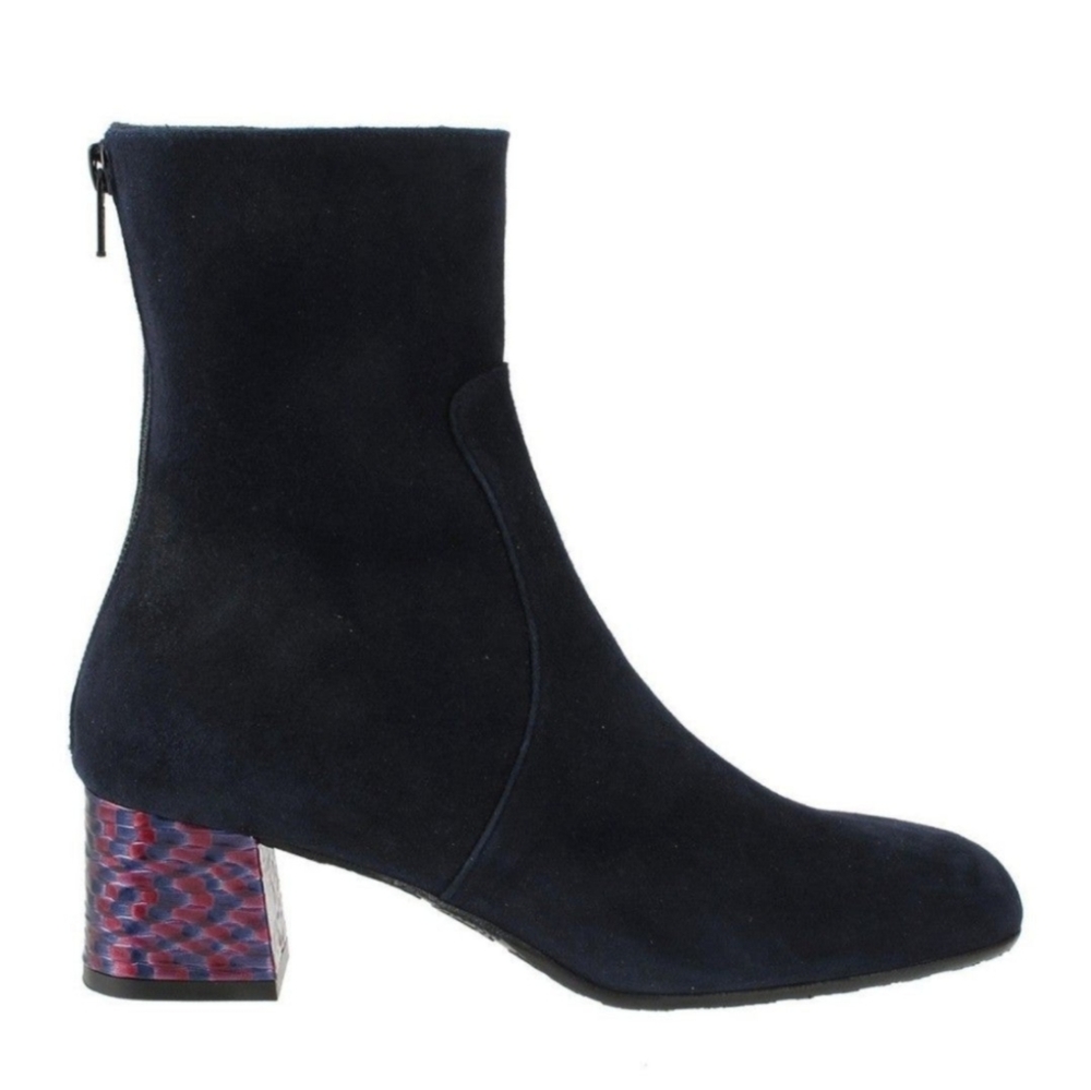 Ron White Odelia Square Toe Bootie Navy Purple MADE IN ITALY
